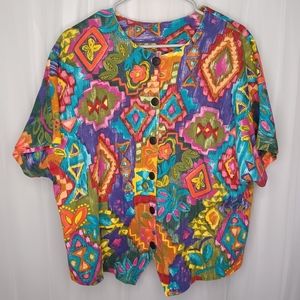 Sarah Anthony Button Up Blouse,, Multicolored, Untagged